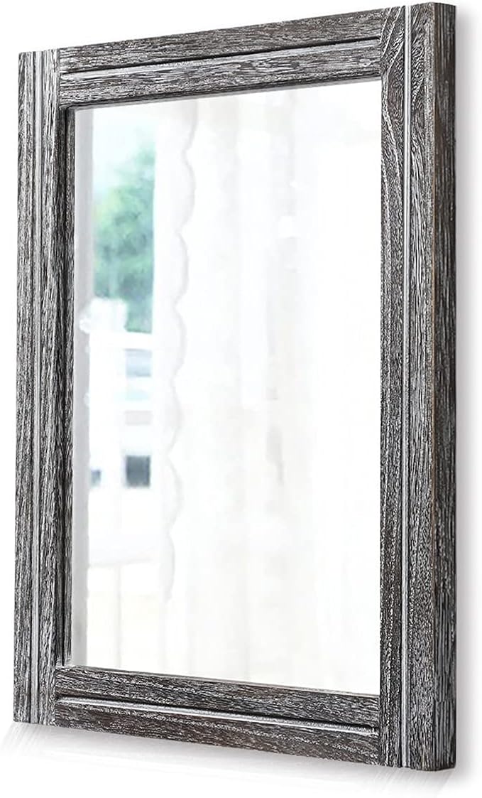 AAZZKANG Rustic Mirror Large Wood Framed Wall Mirrors 28"x20" Rectangle for Bedroom Bathroom Farmhouse Living Room Home Entryway Hanging
