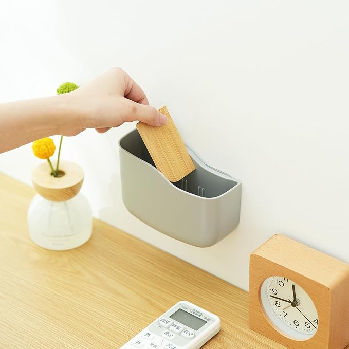 SUNFICON Remote Holder Wall Mount TV FAN Remote Control Holder Bedside Caddy Wall Organizer Phone Holder for Office Adhesive Media Player Controller Holder Box Tray Home Desk Nightstand 2 Gray