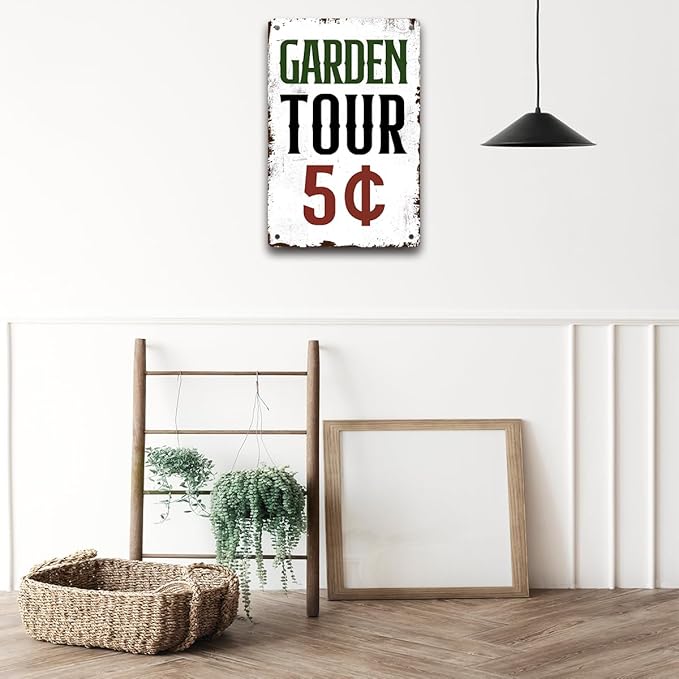Metal Garden Metal Tin Sign Outdoor Gardening Signs, Retro Hummingbird Welcome Sign Decorative Flower Sign Cute Signs Vintage Secret Decor Farm Home Decor Wall Personalized 12×8 Inch
