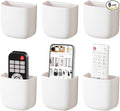 SUNFICON Wall Mount Remote Holder TV FAN Remote Control Holder Bedside Caddy Wall Organizer Phone Holder for Office Adhesive Media Player Controller Holder Box Tray Home Desk Nightstand White 6 Small