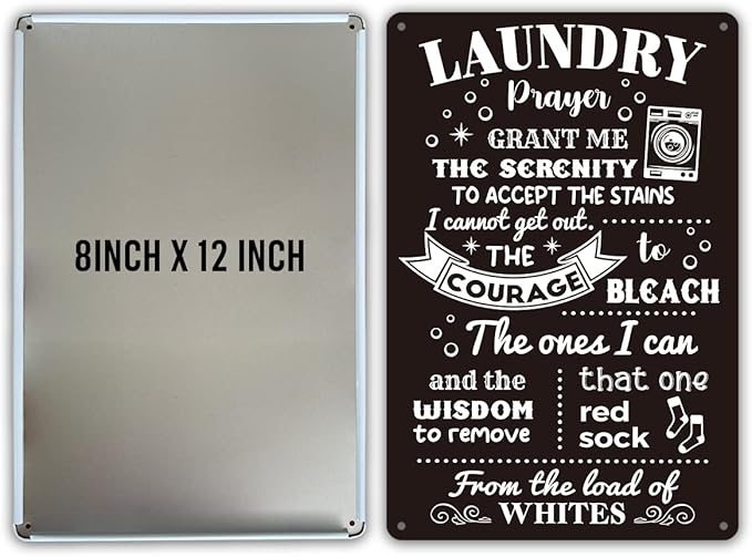Funny Laundry Room Quote Metal Tin Sign Wall Decor, Laundry Prayer Grant Me the Serenity to Accept Laundry Room Sign for Home Decor Gifts