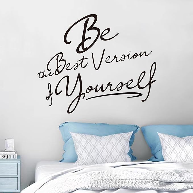Inspirational Quotes Bedroom Wall Stickers: Women Beautiful Home Positive Vinyl Art Wall Decals - Living Room Bathroom Kitchen Family Wall Decor - Be The Best Version of Yourself 18" X 15"