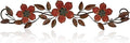 Wesiti Metal Flower Wall Decor Vintage Spring Metal Flower Wrought Iron Scroll Sculpture 15.7''x3.7'' Farmhouse Leaf Wall Decor with Nails for Spring Living Room Bedroom Indoor Outdoor(Red)