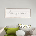 comurdyo Minimalist Love Quotes Love You More Wall Decor 40"×15" Small Modern Above Over Bed Bedroom Romantic for Rustic Couples Framed Wood Sign Horizontal Hanging Wall Art Decor (White)