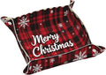 Leather Valet Tray for Women Men Snowflakes Plaid Catchall Trays Leather Storage Organizer Bedside Vanity Trays Nightstand Tray Holder for Keys, Watch, Jewelry, Wallet