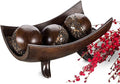 Creative Scents Schonwerk Brown Centerpiece Bowl with 3 Matching Orbs - Coffee Table Decor with Resin Sphere Balls for Living Room Dining Room Table - Decorations for Home Decor - Mantle House Decor