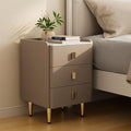 AQIMUELE Narrow Nightstand with Drawers, Narrow Side Table Leather, Small Bedside Tables for Bedroom. (Beige)