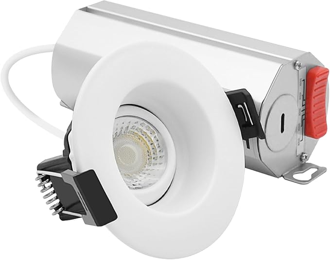 LUXRITE 2-Inch Regressed Gimbal LED Recessed Light, 5 Color Selectable 2700K-5000K, 6 Watts, 400 Lumens, Ceiling Spotlight 360º + 30º Rotation, Dimmable, CRI90, IC & Wet Rated, ETL Listed