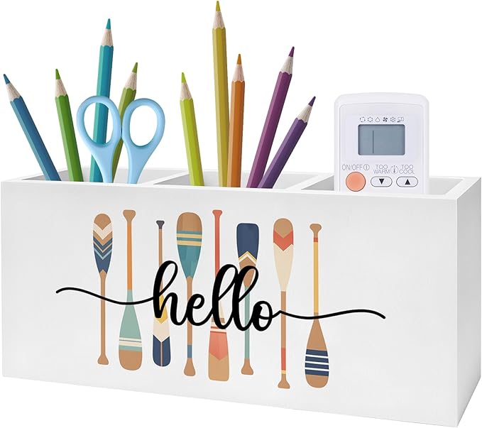Lake Decor Pen Pencil Holder, Lake House Decor, Lakes Gifts for Women Men, Retro Colorful Paddle Pencil Pen Holder Organizer for Home Office Desk Accessories
