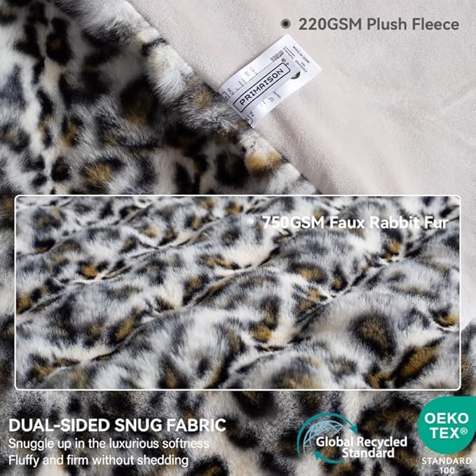 Soft Faux Rabbit Fur Throw Blanket Luxury Super Comfy Double Sided Ultra Cozy Thick Warm Fluffy Blanket for Couch Chair Sofa Bed Living Room Camping, Plush Fuzzy Bubble Blanket, 970 GSM, 50''x60''