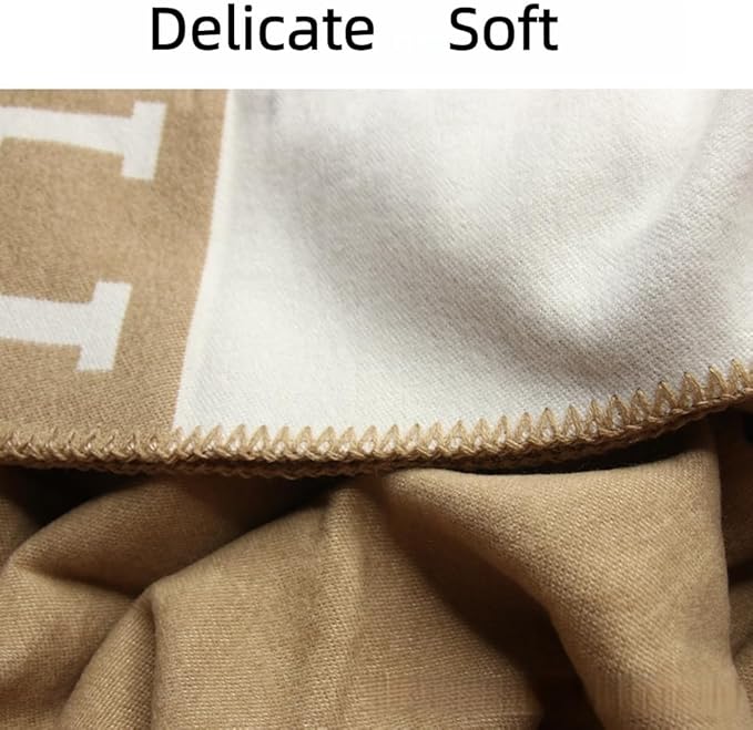 h Blanket Soft Throw Blanket Faux Fleece Cashmere Plaid Warm Shawl Thick Knitted Plush Cozy Comfy for Women Throw Blanket for Sofa Couch Bed Queen King Size 55x66 in (Khaki)