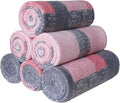 ZYFZCYBL Fleece Throw Blankets for Couch Bulk Lightweight Warm Soft Cozy Blanket 6 Pack Bulk Fleece Blanket Solid for Bed Couch Office Gifts Outdoor 50 x 60 inch Pink and Grey