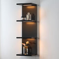 4 Tier LED Wall Shelf - Modern Floating Shelves for Makeup Vanity, Bedroom, Living Room | Easy Install Cosmetic & Display Lack Shelf, Black