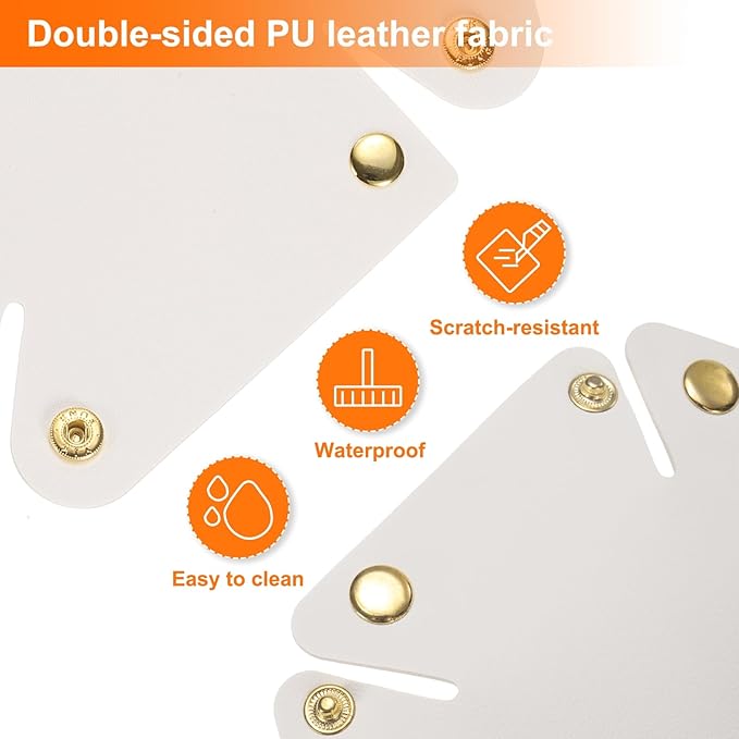 HARFINGTON 2pcs PU Leather Valet Tray Unisex Valet Tray Folding Round Catchall Tray Portable Entryway Table Tray Nightstand Bedside Desk Tray for Key Watch Coin Jewelry Dice, White