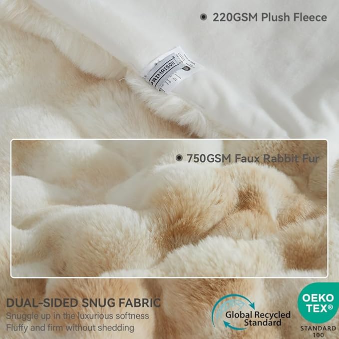 Soft Faux Rabbit Fur Throw Blanket Luxury Super Comfy Double Sided Ultra Cozy Thick Warm Fluffy Blanket for Couch Chair Sofa Bed Living Room Camping, Plush Fuzzy Bubble Blanket, 970 GSM, 50''x60''