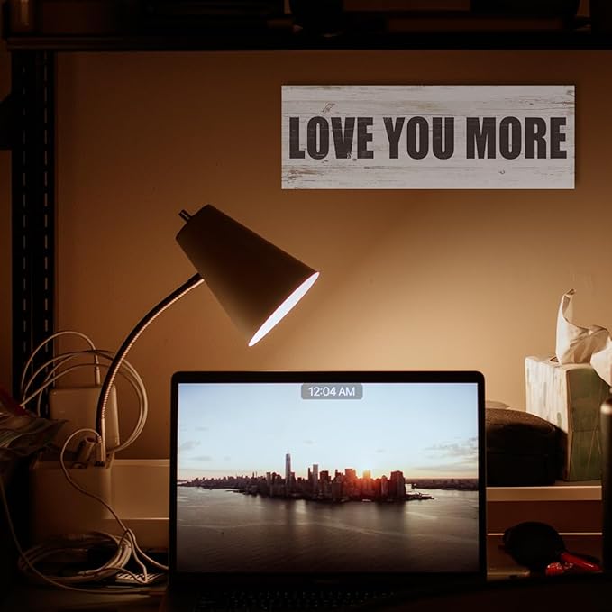 Love You More Sign Wall Decor Love Quotes Canvas Wall Art Modern Farmhouse Wall Decoration Minimalist Wall Art Prints Poster for Bedroom and Living Room (6x17 inches, Framed)