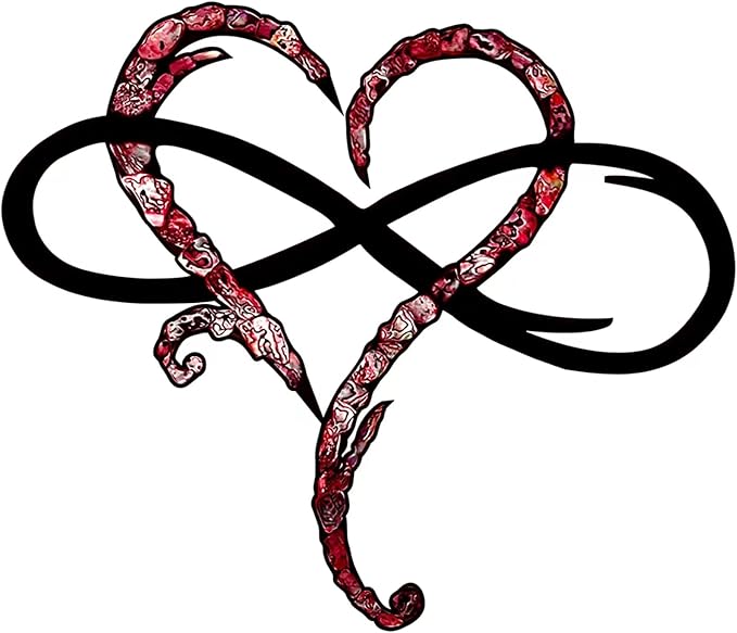 Infinity Heart Wall Decor, Unique Infinity Heart Metal Wall Art Decor Love Sign Steel Wall Plaques Bedroom Ornaments for Home Wedding Decor, Room Living Room Decoration (Red Black, 13.7x11.4inch)