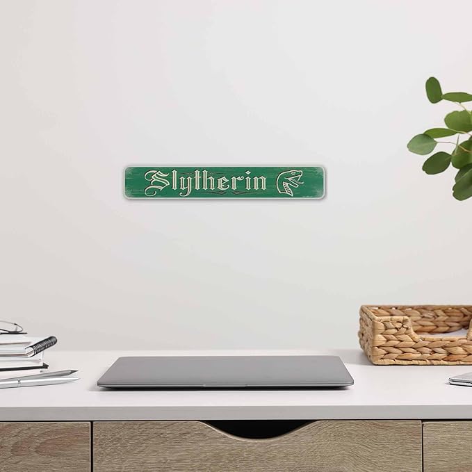 Harry Potter Slytherin Horizontal Wood Wall Decor - Vintage Slytherin Sign for Bedroom or Movie Room