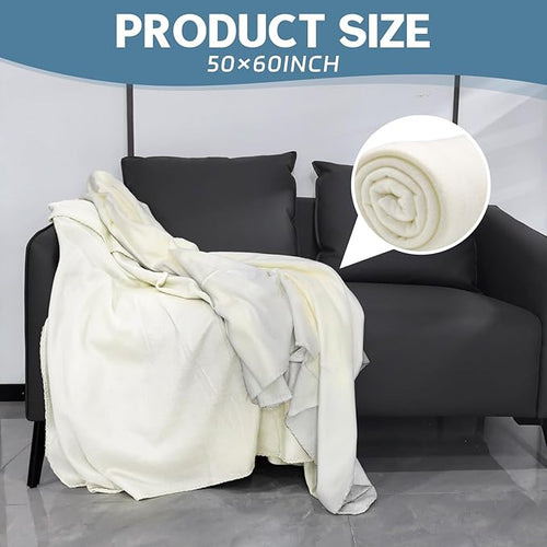 12PCS Fleece Throw Blankets Bulk 60 x 50 in Soft Blankets Fabric Warm Lightweight Wool Blanket Cozy Coverlet for Beds Sofas Home Wedding Season and Valentine's Day(Beige)