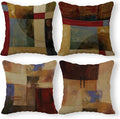 SiuSue Vintage Geometric Decor Linen Throw Pillow Case, 20 x 20 Inch Set of 4, New Living Room Decor, Housewarming Gift, Modern Decor, Mid-Century Modern Style Cushion Cover for Sofa Couch Bed.