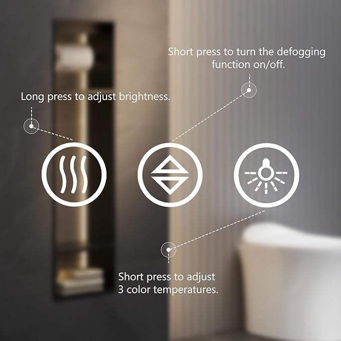 DUMOS 37"x 28" LED Bathroom Mirror with Lights, Dimmable Anti-Fog Front Lit Backlit Lighted Wall Mounted Rectangle for Vanity Makeup Memory Function Tempered Glass Shatter-Proof Horizontal&Vertically