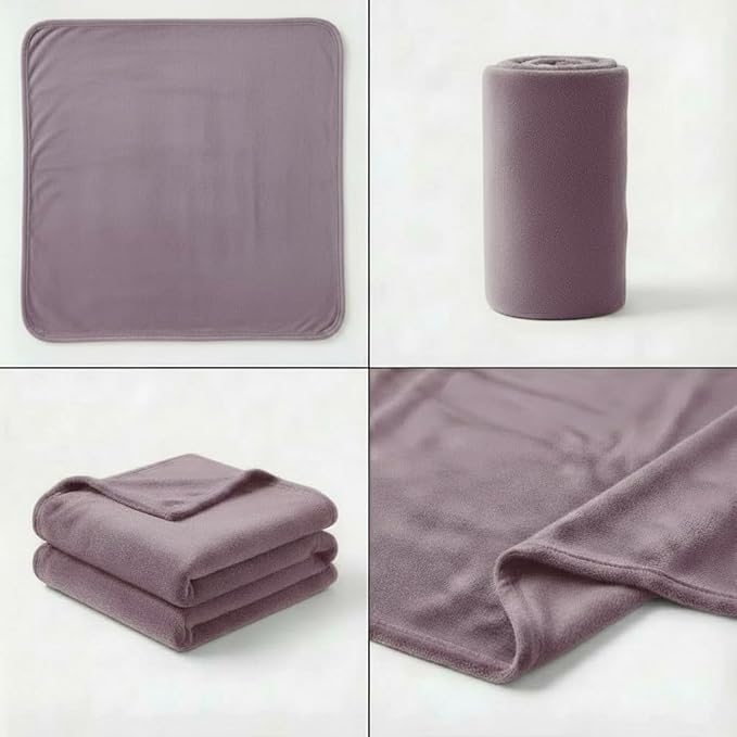 Fleece Blanket Full/Queen - 80x90 Inch Lightweight & Buttery-Soft Throw for Bed, Sofa, Camping | 300GSM Cloud-Touch Microfiber | Cozy Essentials for Travel & Movie Nights, (Fog Purple)