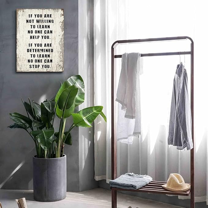 Determined to Learn Motivational Wall Art Zig Ziglar Inspirational Sayings Poster Positive Quotes Wall Decor for School Classroom Library Dorm Home Office Decoration Encouragement Gifts Framed 12x16