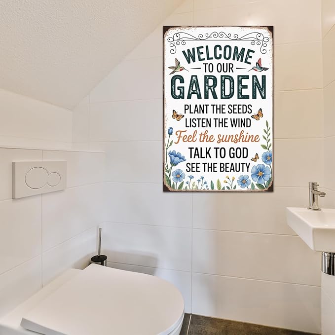 Cottagecore Garden Signs for Outside Decor Gifts Vintage Gardening Metal Tin Signs for Garden Home Greenhouse Living Room Bedroom Yard Outdoor Decor 8X12 Inch