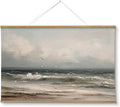 ARPEOTCY Extra Large Vintage Framed Wall Art, 36x54 Inch Coastal Ocean Gulls and the Sea Hanging Canvas Prints Scroll Wall Art Decor for Living Room Bedroom, Retro Scenery Pictures Above of Bed