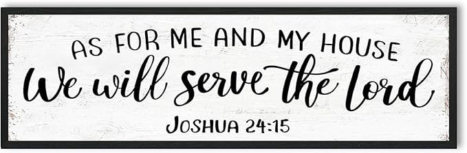 YPY As For Me And My House We Will Serve The Lord Joshua 24 15 Sign: Christian Jesus Wall Art, Bible Verses Scripture Wall Decor, Modern Farmhouse Decorations Signs for Home Living Room 12"×40"