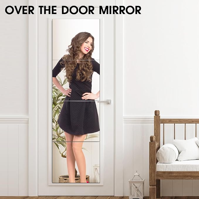 VASUHOME Glass Full Length Wall Mirror Tiles - [14 x12 Inch - 4PCS], Frameless Full Body Mirror for Home Gym, Bedroom, Living Room - Versatile Wall Mirror with Unrivaled Clarity