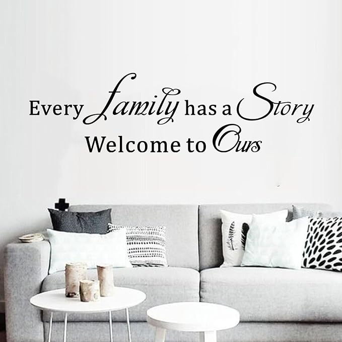 Motivational Home Wall Decals for Bedroom: Inspirational Family Quotes Vinyl Art Wall Stickers for Living Room Kitchen Apartment Bathroom - Every Family Has a Story 45" X 12.6"
