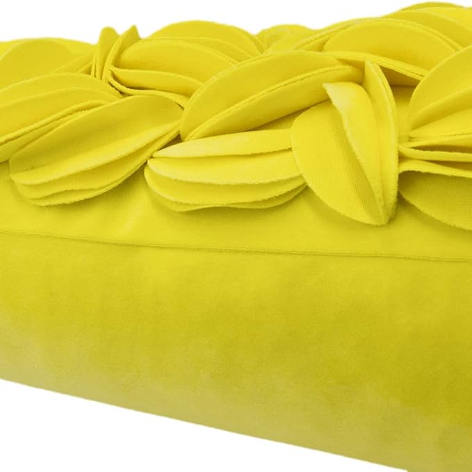 KINGROSE 3D Floral Decorative Couch Throw Pillow Cover Handmade Solid Cushion Cover Soft Pillow Case Sham 12 x 20 Inches Velvet York Yellow
