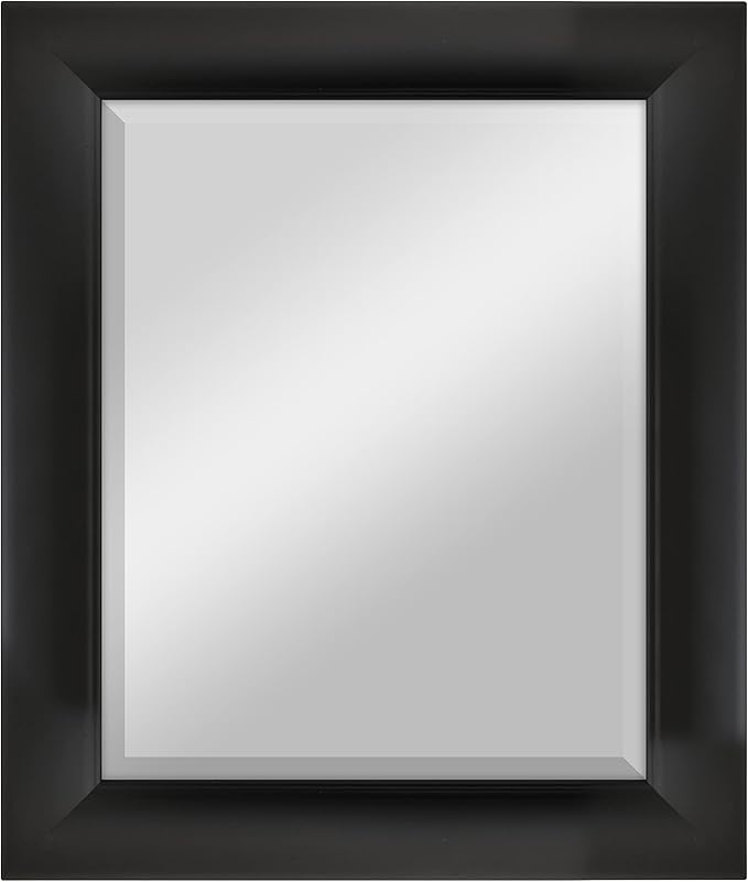 MCS Simplicity 21.5x25.5 Large Wall Mirror, Black & Beveled Detail Mirror, Vertical & Horizontal Wall Hanging Mirror for Bathroom, Bedroom & Livingroom