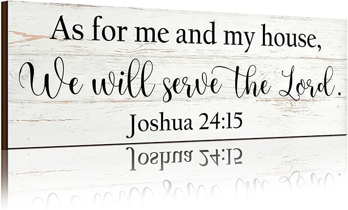 Jetec Farmhouse Bible Verse Scripture Wall Signs, As for Me and My House We Will Serve the Lord Wooden Plaque Decor for Church Home Christian Wall Art Decor (Joshua)