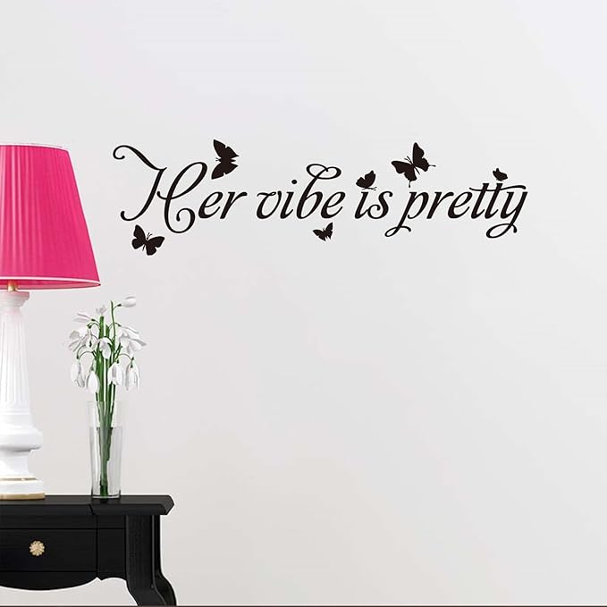 Woman Quotes Wall Decals for Bedroom: Inspirational Positive Vinyl Art Wall Stickers for Home Living Room Bathroom - Her Vibe is Pretty 35" X 9.8"
