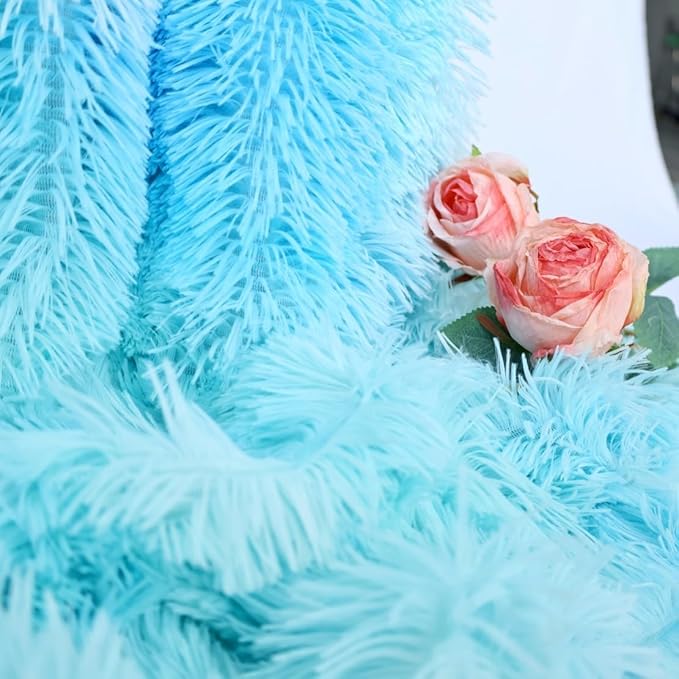 Plush Super Soft Blanket Bedding Sofa Cover Furry Fuzzy Fur Warm Throw Qulit Cozy Couch Blanket for Winter (51"x63",Tie Dye Blue)