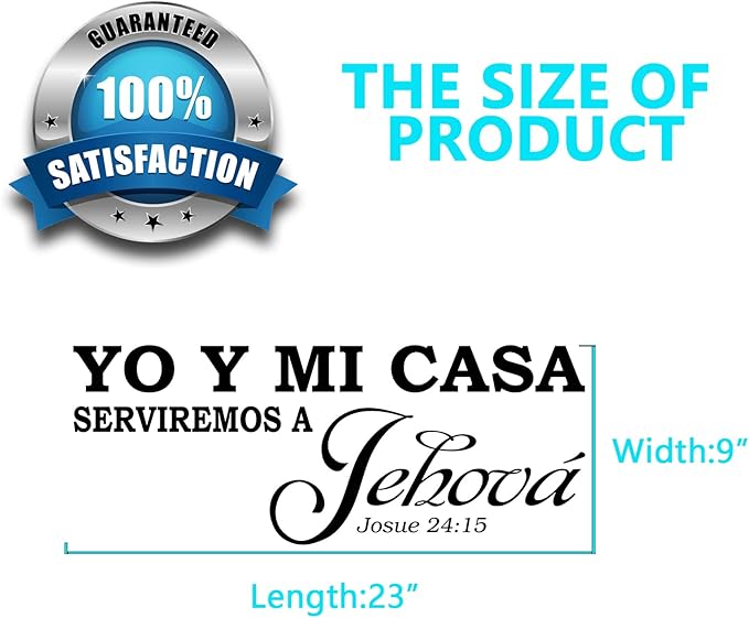 AnFigure Yo Y Mi Casa Serviremos A Jehová, Bible Verse Wall Decal, Living Room Quotes Scripture Christian Prayer Religious Faith Jesus God Bedroom Positive Home Art Decor Vinyl Stickers Espanol 23"x9"
