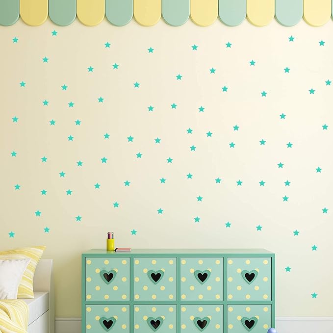 AM AMAONM 100pcs Glow in The Dark Luminous Stars Fluorescent Noctilucent Plastic Wall Stickers Murals Decals for Home Art Decor Nursery Ceiling Wall Decorate Kids Babys Bedroom Room Blue