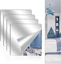 4 Pack Acrylic Mirrors for Wall,10 x 10 Inch Self Adhesive Frameless Small Mirror Tiles, Flexible Plastic Mirror Sheets for Bedroom Home Gym Door (10 * 10inch)