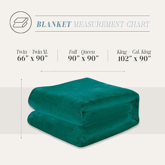 Elegant Comfort Luxury Velvety Feel Blanket, All-Season Lightweight Blanket, Ultra Plush, Soft, Cozy-Fuzzy Flannel Fleece for Couch, Sofa, Bed, Travel, Solid Design, King/California King, Teal