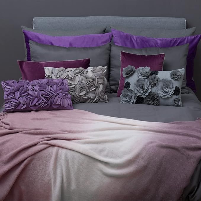 KINGROSE 3D Handmade Accent Pillow Cover Personalized Throw Pillow Cases Decorative Cushion Covers Home Decor for Girls Women Bedroom Couch Chair 12 x 20 Inches Light Grey