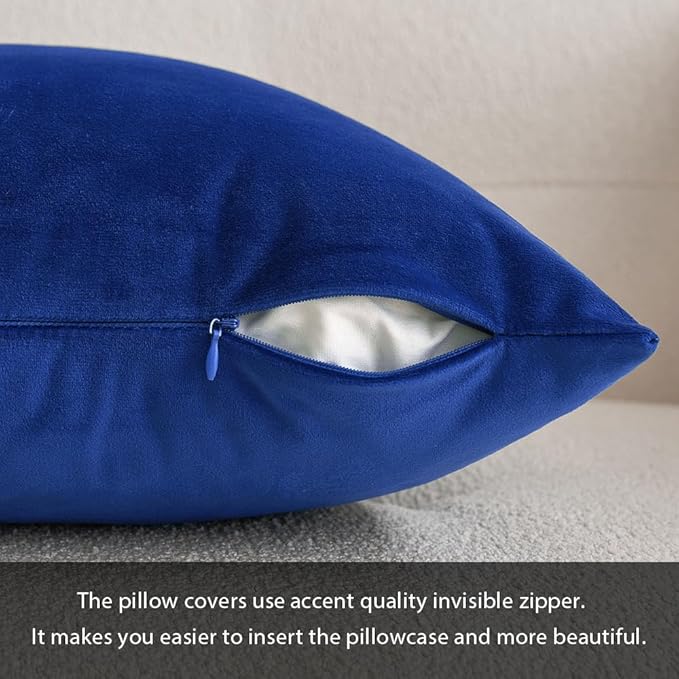 MIULEE Velvet Throw Pillow Covers 20x20 Inch, Pack of 2 - Royal Blue, Soft Solid Decorative Pillow Covers Cushion Cases Modern Luxury Home Decor for Couch Sofa Bedroom Livingroom