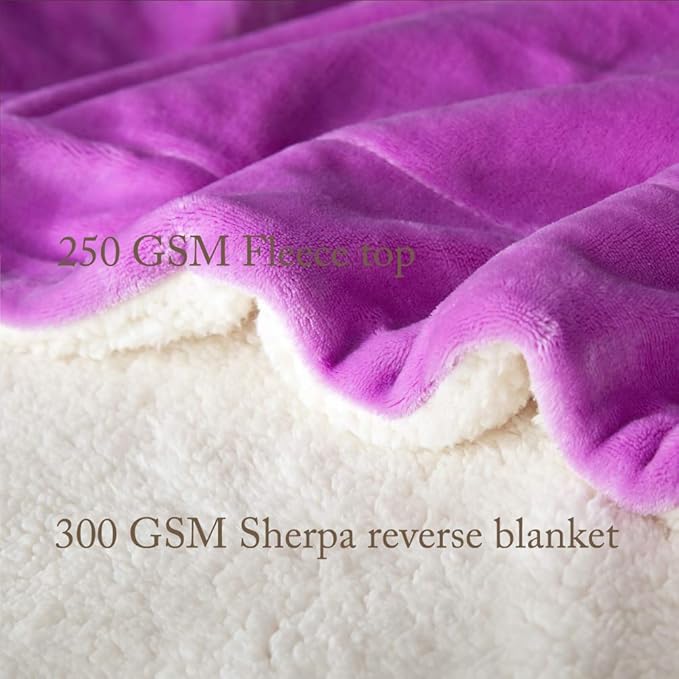 LBRO2M Sherpa Fleece Bed Blanket King Size Super Soft Fuzzy Plush Warm Cozy Fluffy Microfiber Couch Throw Velvet Double Reversible Luxurious Blankets,Purple