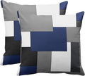 Emvency Set of 2 Dark Blue Geometric Throw Pillow Cover Black Grey White Painting Abstract Checkered Design Decorative Pillow Case Modern Home Decor Standard Square 18x18 Inch Cushion Pillowcase