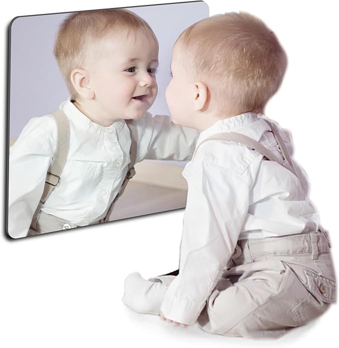 Kids Safety Shatterproof Mirror for Wall, Plastic Mirror Wall Mounted, Made of Unbreakable Acrylic Non-Glass, Thick 1/8",1Pcs 8"x8", Great for Bedroom Door Closet, Kids' Rooms Mirrors