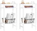 Side Table End Table Tall Night Stand 3-Tier 2 Pack for Living Room Bedroom Bathroom Office Furniture White