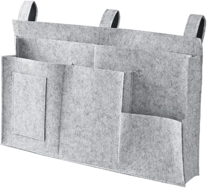 ABOOFAN Felt Fabric Storage Bag Hanging Organizer for Bedside Dorm Car Capacity Compartments for Phone Chargers Snacks Books Mesh Design