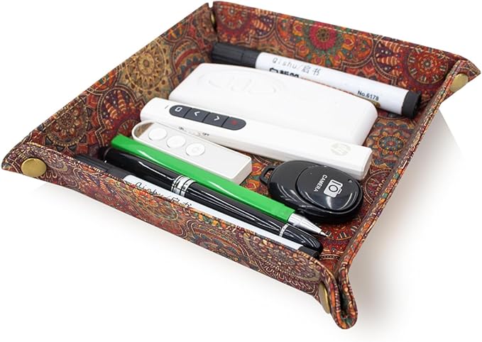 boshiho Valet Tray for Men, Natural Cork Jewelry Catchall Key Phone Coin Box Change Caddy Bedside Storage Box (Cork E)