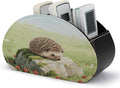 Cute Hedgehog Remote Control Holder Organizer Box with 5 Compartment PU Leather Bedside Storage Caddy Remote Organizer for Controller Media Player Pen/Pencil Storage